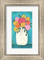 Bright Flowers - Teal Background II Fine Art Print