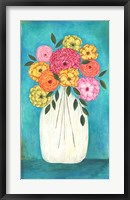 Bright Flowers - Teal Background II Fine Art Print