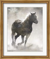 Textured Dark Running Horse Fine Art Print