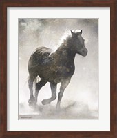 Textured Dark Running Horse Fine Art Print