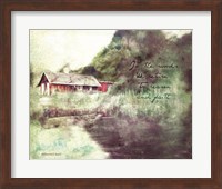 Red Cabin Forest Faith Fine Art Print