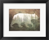 Green Forest Bear Silhouette Fine Art Print