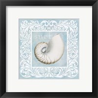 Sandy Shells Blue on Blue Nautilus Framed Print