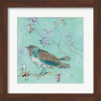 Aqua Bird with Teal Fine Art Print