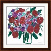 Burgundy Roses on White Fine Art Print