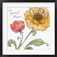 Blossom Sketches III Words Color Framed Print
