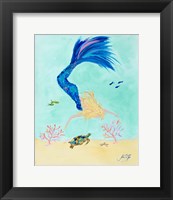 Mermaid and Sea Turtle I Fine Art Print