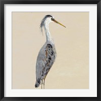 Heron on Tan I Framed Print