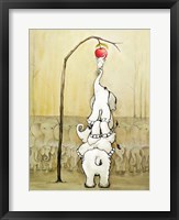 Whimsical Elephants with Red Apple Fine Art Print