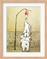 Whimsical Elephants with Red Apple Fine Art Print