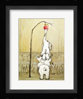 Whimsical Elephants with Red Apple Fine Art Print