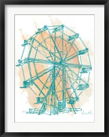 Teal Ferris Wheel I Fine Art Print