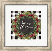 Buffalo Plaid Christmas Wreath Fine Art Print