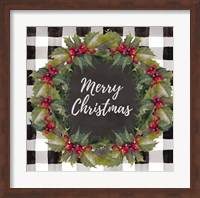 Buffalo Plaid Christmas Wreath Fine Art Print