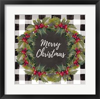 Buffalo Plaid Christmas Wreath Fine Art Print