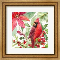 Poinsettia and Cardinal I Fine Art Print