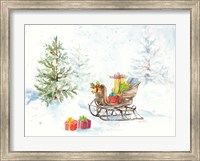 Presents in Sleigh on Snowy Day Fine Art Print