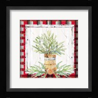 Holiday Sprig on Plaid I Framed Print