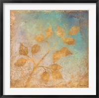 Gold Leaves on Blues I Fine Art Print