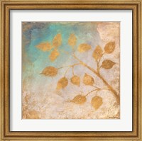 Gold Leaves on Blues II Fine Art Print