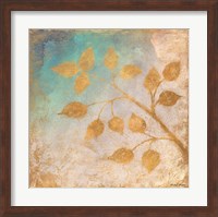 Gold Leaves on Blues II Fine Art Print