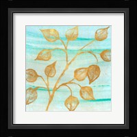 Gold Moment of Nature on Teal I Framed Print