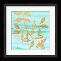 Gold Moment of Nature on Teal II Framed Print