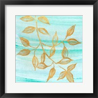 Gold Moment of Nature on Teal II Framed Print