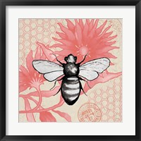 Bee on Pink Flower Square Fine Art Print