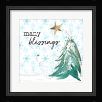 Blue Whimsical Christmas III Framed Print