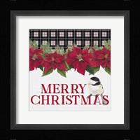 Chickadee Christmas Red II Merry Christmas Framed Print