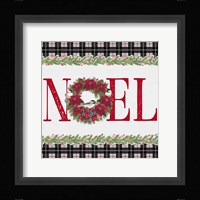 Chickadee Christmas Red III Noel Framed Print