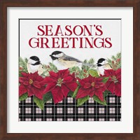 Chickadee Christmas Red IV Seasons Greetings Fine Art Print