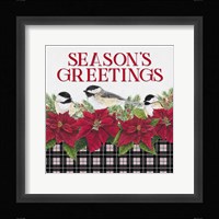Chickadee Christmas Red IV Seasons Greetings Framed Print
