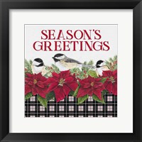 Chickadee Christmas Red IV Seasons Greetings Framed Print
