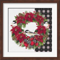 Chickadee Christmas Red V Wreath Fine Art Print