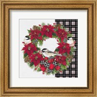 Chickadee Christmas Red V Wreath Fine Art Print
