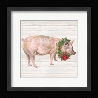 Christmas on the Farm IV Pig Framed Print