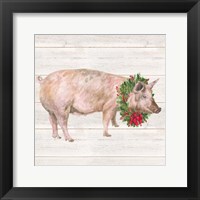 Christmas on the Farm IV Pig Framed Print