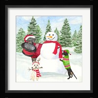 Dog Days of Christmas I Building Snowman Framed Print