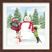 Dog Days of Christmas I Building Snowman Fine Art Print