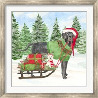 Dog Days of Christmas II Sled with Gifts Fine Art Print
