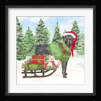 Dog Days of Christmas II Sled with Gifts Framed Print