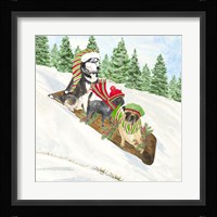 Dog Days of Christmas III Sledding Framed Print