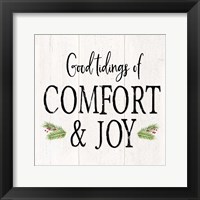 Peaceful Christmas II Comfort and Joy black text Framed Print