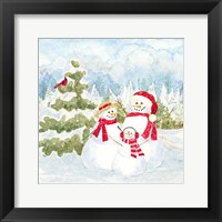 Snowman Wonderland I Family Scene Framed Print