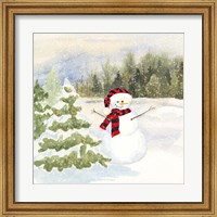 Snowman Wonderland II Red Black Santa Hat Fine Art Print