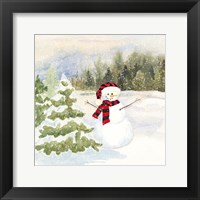 Snowman Wonderland II Red Black Santa Hat Fine Art Print