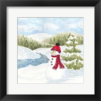 Snowman Wonderland III Stream Scene Framed Print