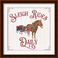 Vintage Christmas Signs V-Sleigh Rides Fine Art Print